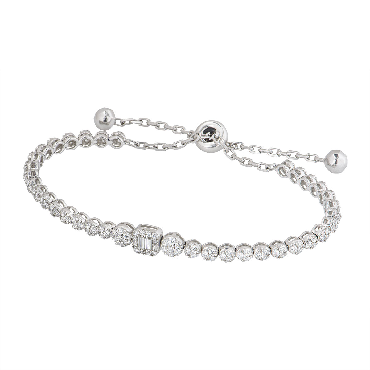 White Gold Illusion Set Diamond Line Bracelet | Rich Diamonds